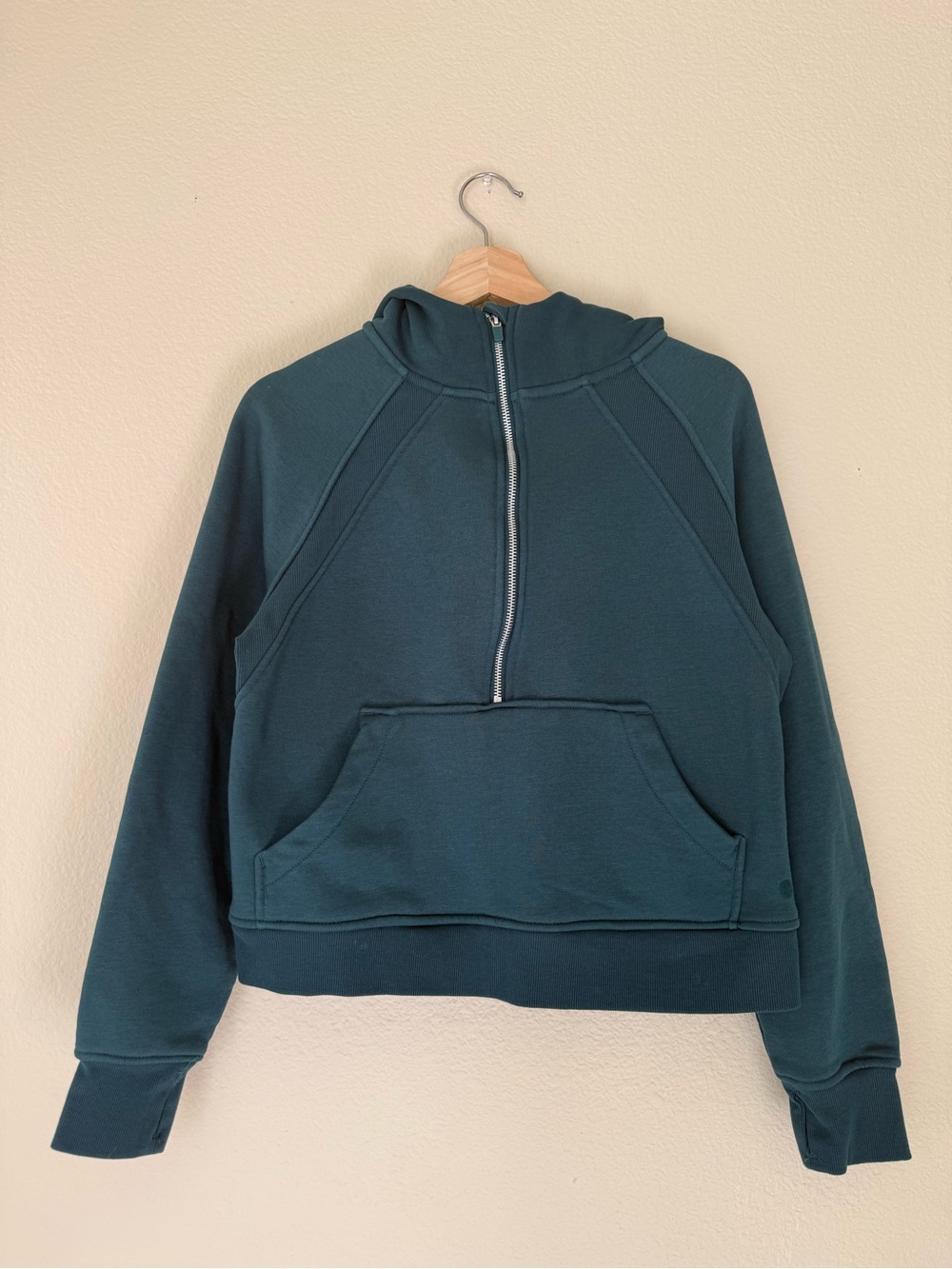 Danskin Teal Half-Zip Hooded Sweatshirt - Picture 1 of 6